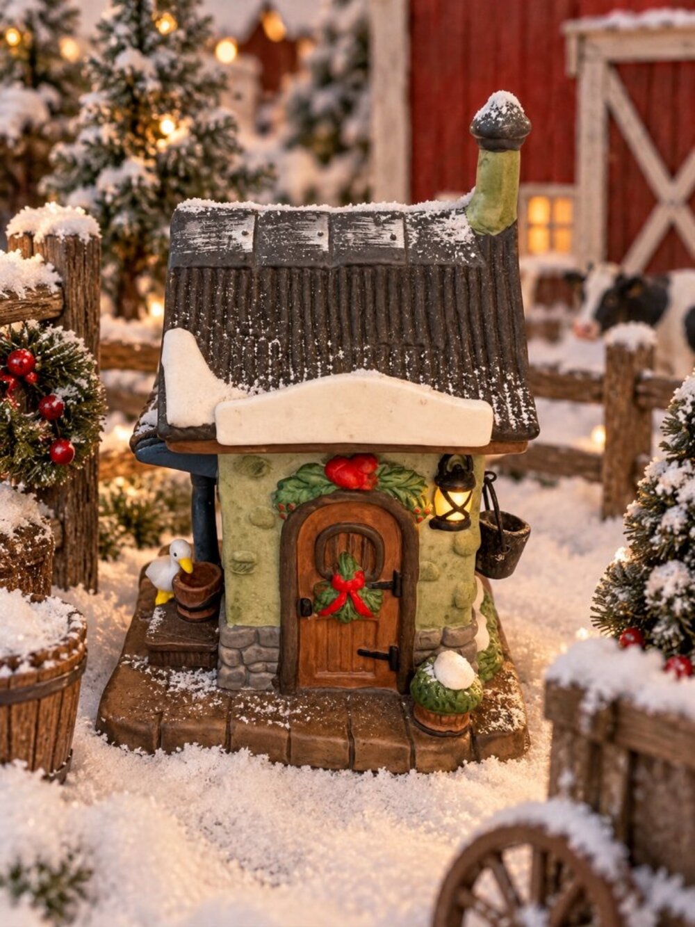 Vintage 2001 Christmas Village Pumphouse Farm Accessory Miniature 4.25